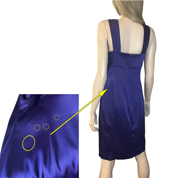 Calvin Klein Dress Sheath Purple Satin Cocktail Dressy Special Occasion *Flaw* - Picture 11 of 16